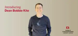 "Introducing Dean Bobbie Kite" with headshot of smiling Bobbie