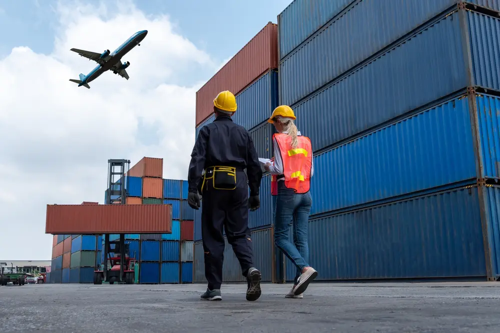 Supply Chain and Transportation workers walking
